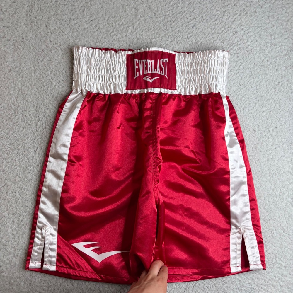 Everlast Mens Boxing Shorts Red White Satin Athletic Trunks Training Large